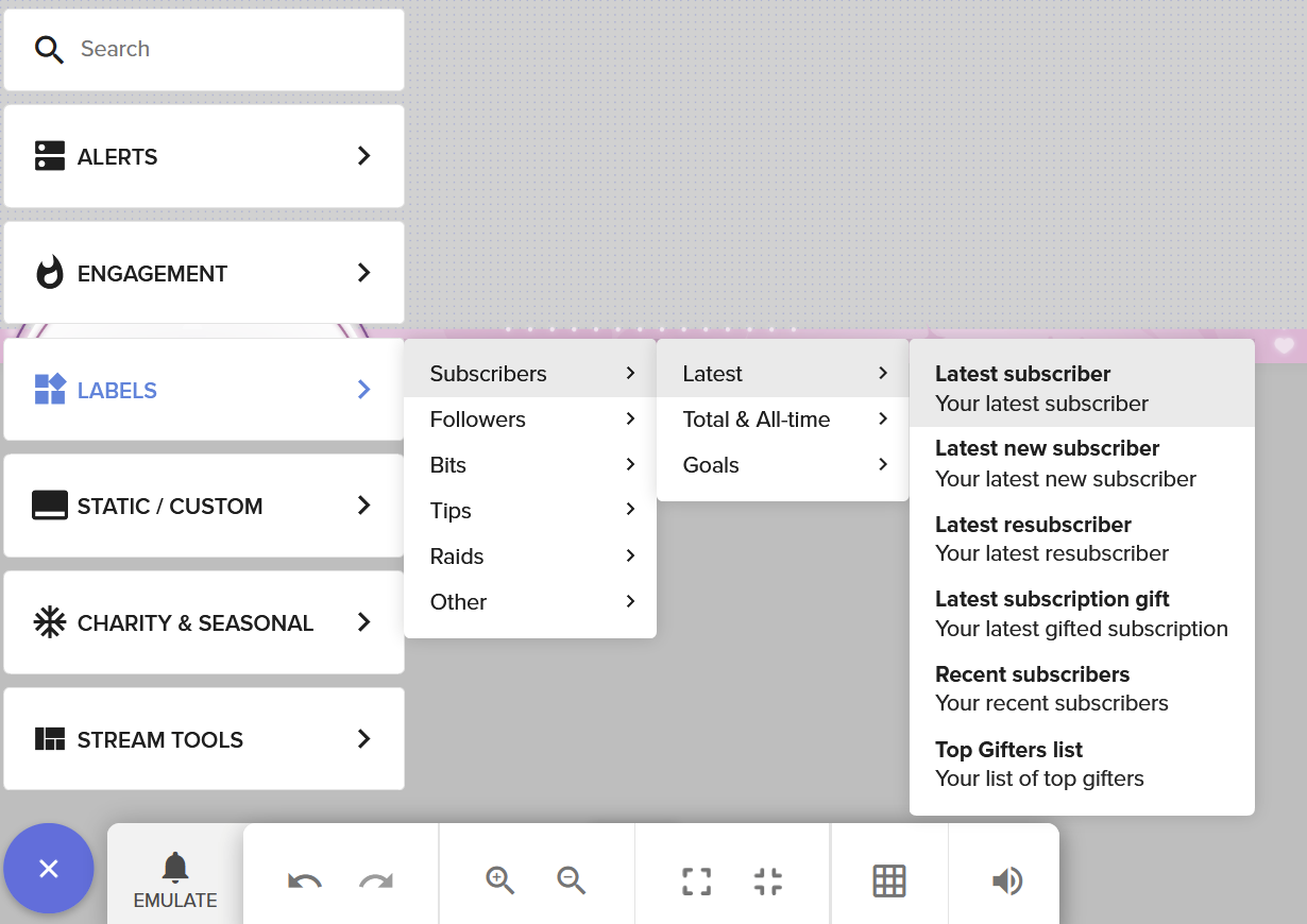 Layers Menu